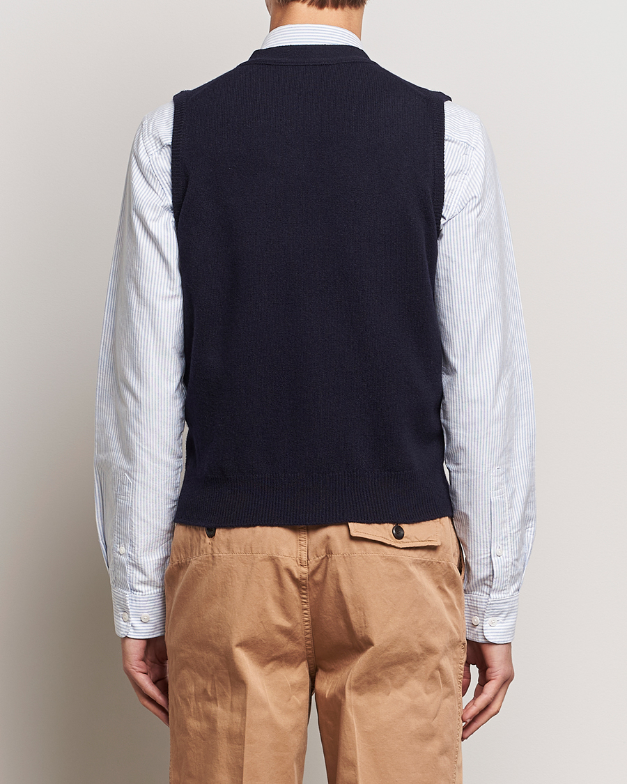 Herr | Tröjor | Drake's | Lambswool Vest Cardigan Navy