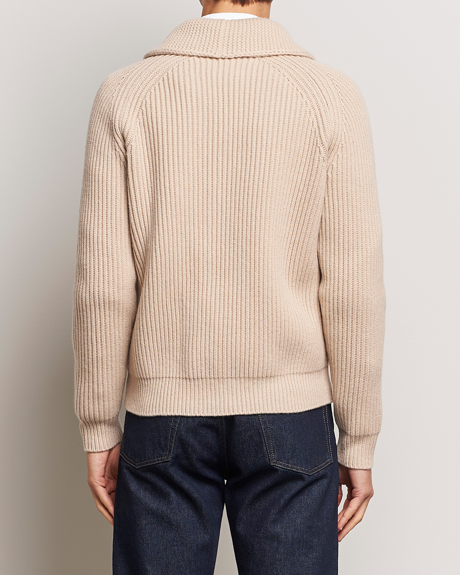 Herr | Tröjor | Drake's | Lambswool 6-Ply Shawl Collar Cardigan Ecru