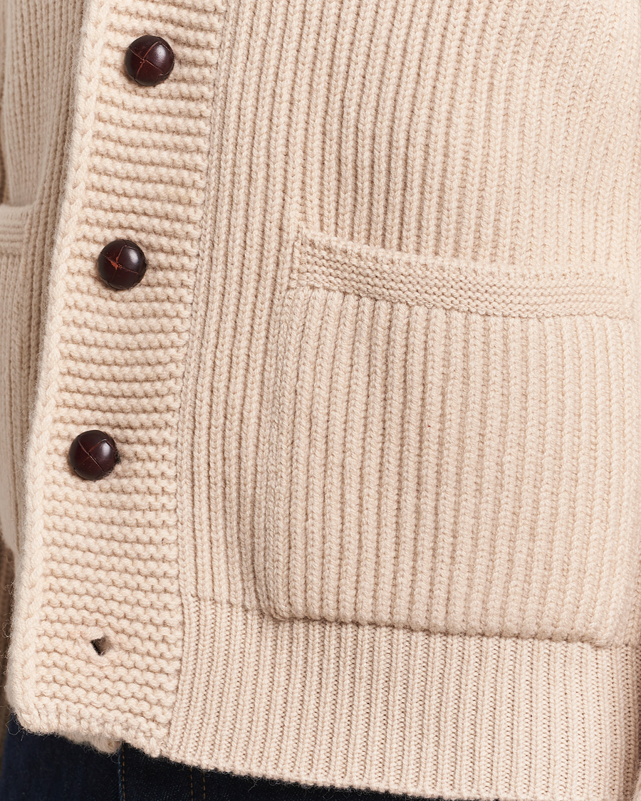 Herr | Tröjor | Drake's | Lambswool 6-Ply Shawl Collar Cardigan Ecru