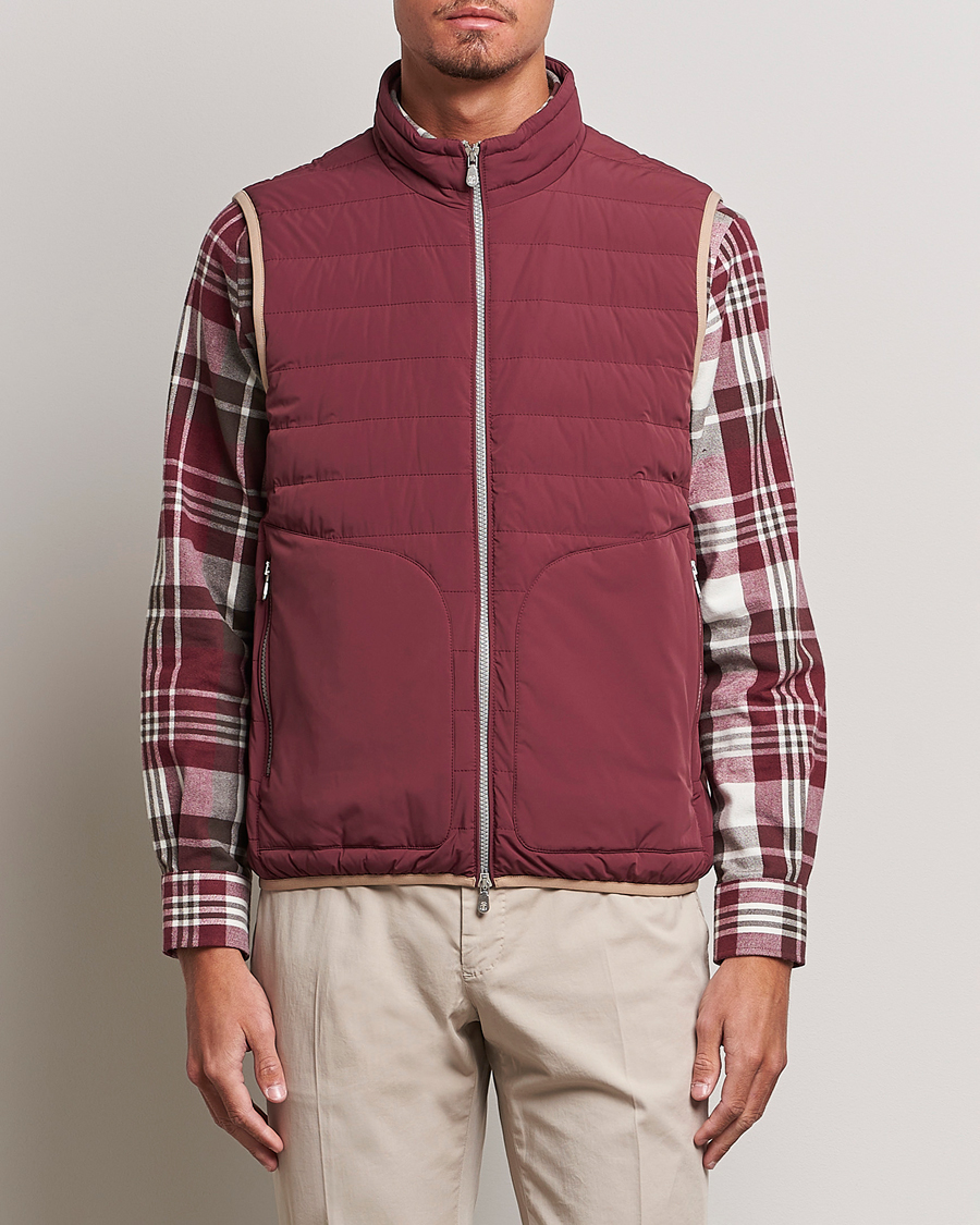 Herr | Jackor | Brunello Cucinelli | Nylon Down Vest Burgundy