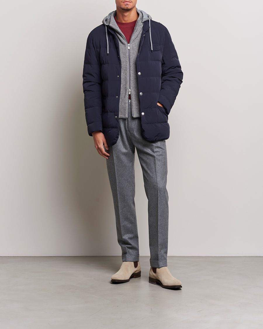 Herr | Jackor | Brunello Cucinelli | Nylon Down Blazer Jacket Navy