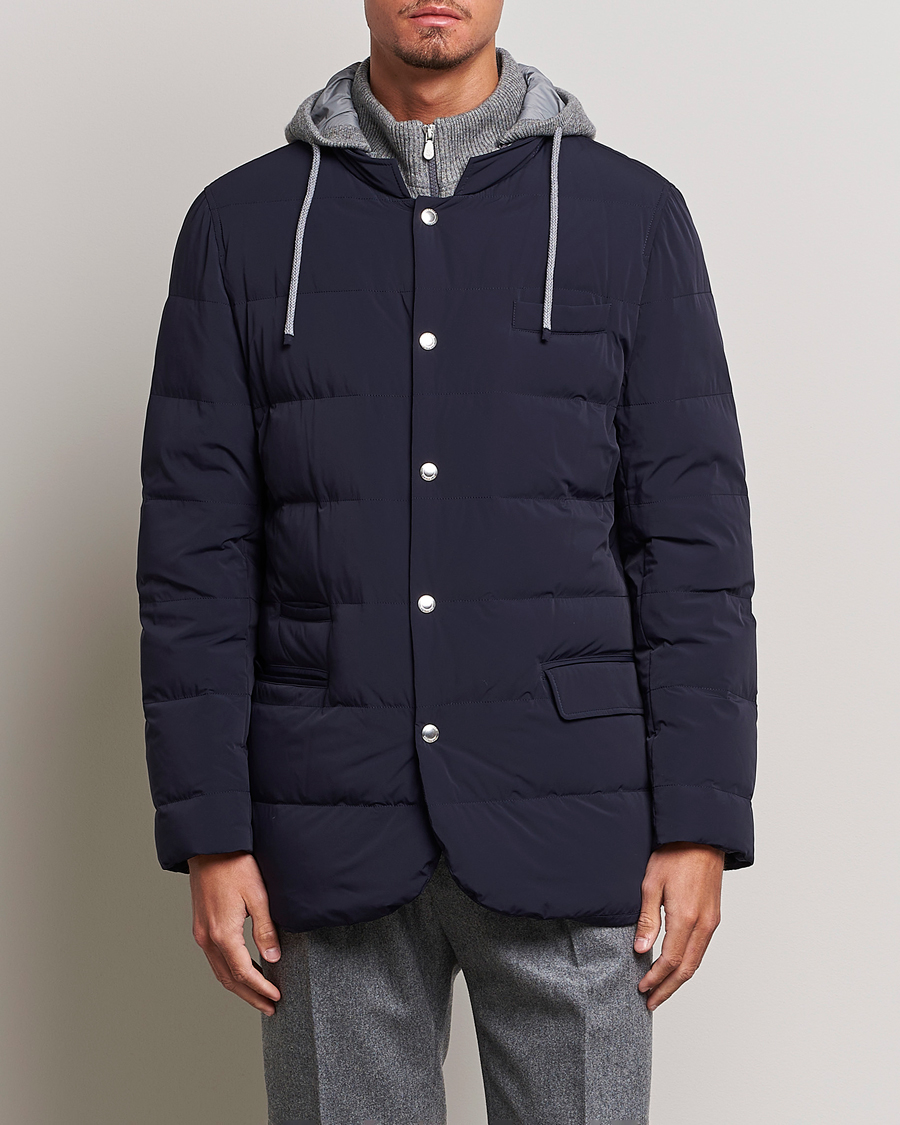 Herr | Jackor | Brunello Cucinelli | Nylon Down Blazer Jacket Navy