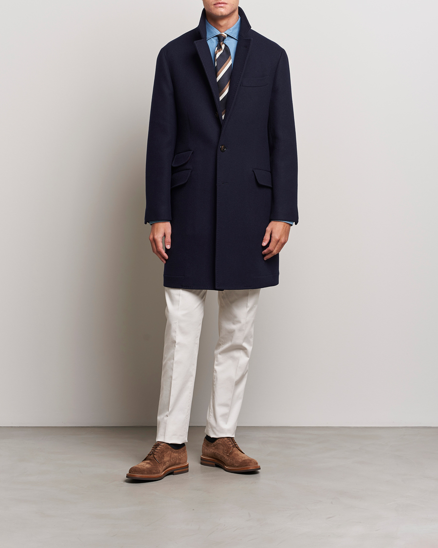 Herr | Jackor | Brunello Cucinelli | Wool/Cashmere Single Breasted Coat Navy