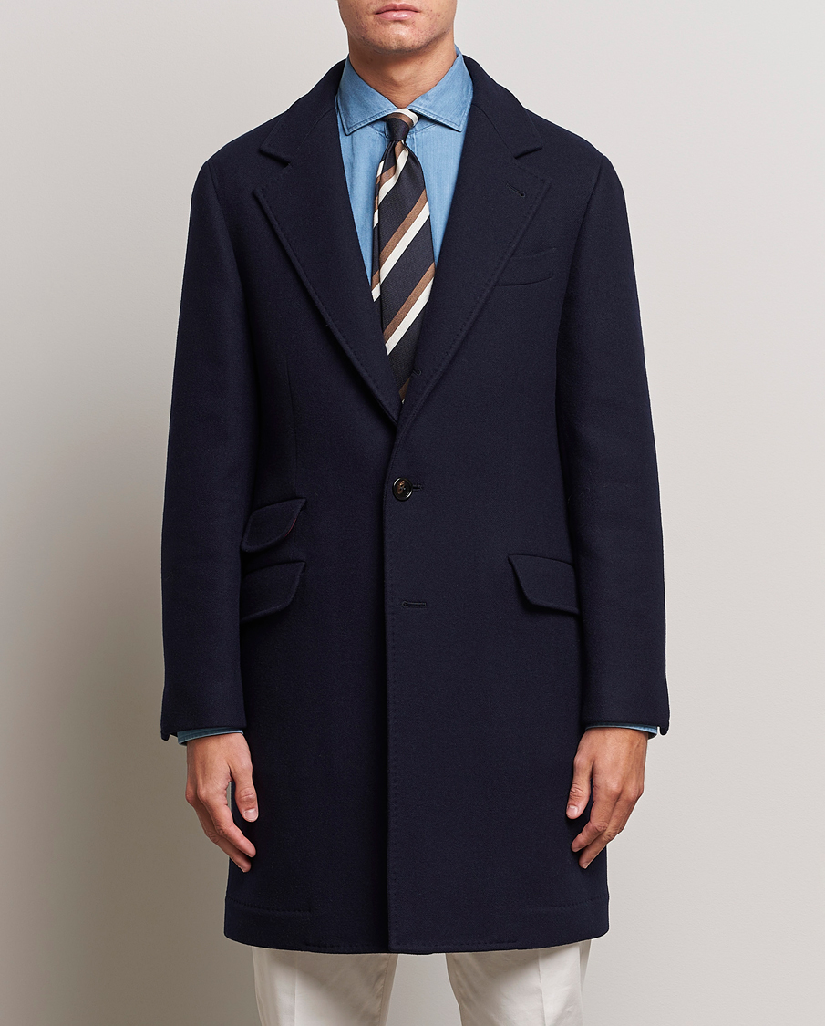 Herr | Rockar | Brunello Cucinelli | Wool/Cashmere Single Breasted Coat Navy