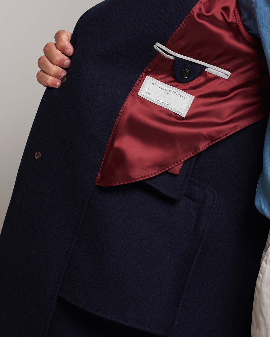Herr | Jackor | Brunello Cucinelli | Wool/Cashmere Single Breasted Coat Navy