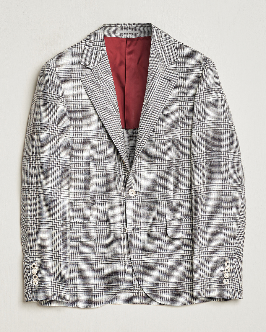 Herr | Kavajer | Brunello Cucinelli | Prince Of Wales Check Blazer Pearl Grey