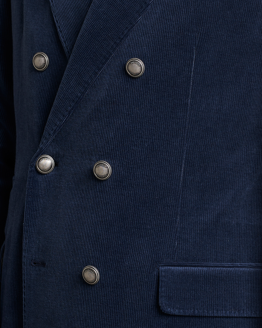 Herr | Kavajer | Brunello Cucinelli | Double Breasted Corduroy Blazer Royal Blue