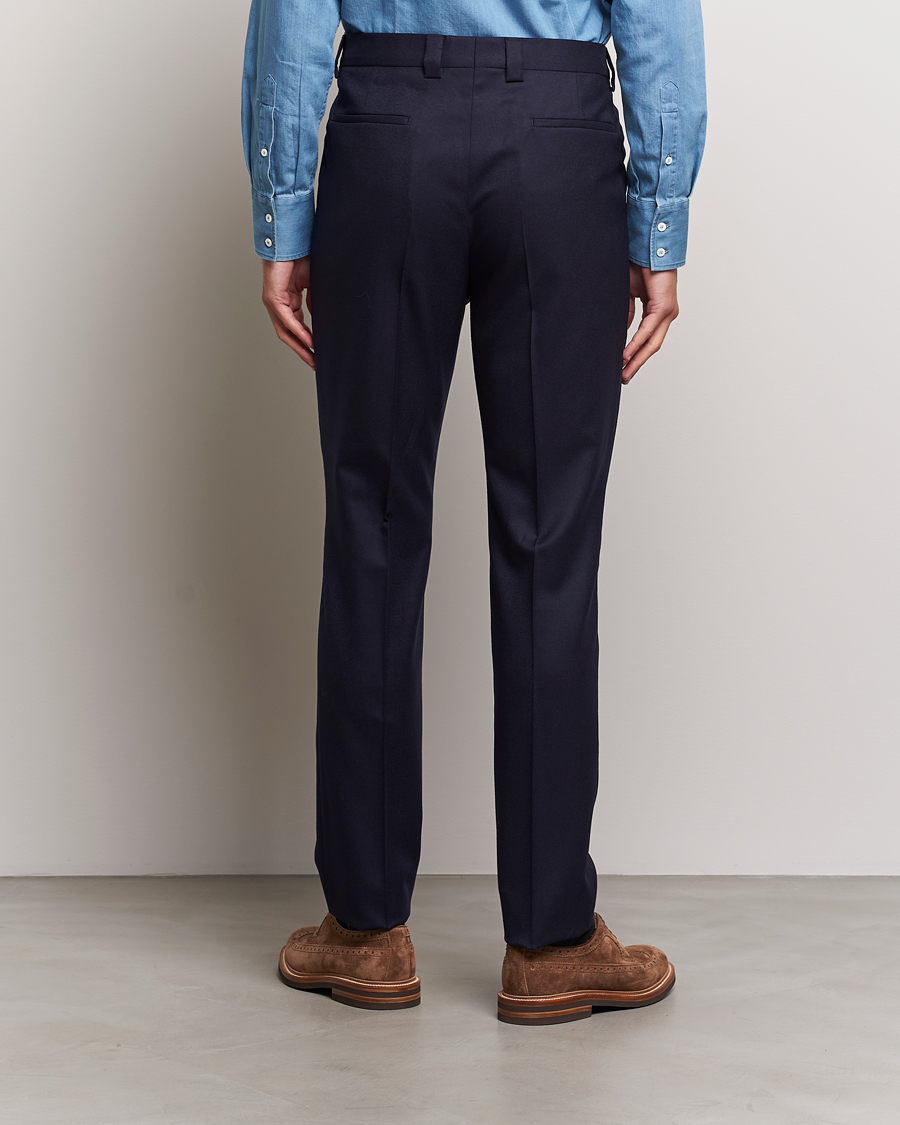 Herr | Byxor | Brunello Cucinelli | Slim Fit Pleated Flannel Trousers Navy