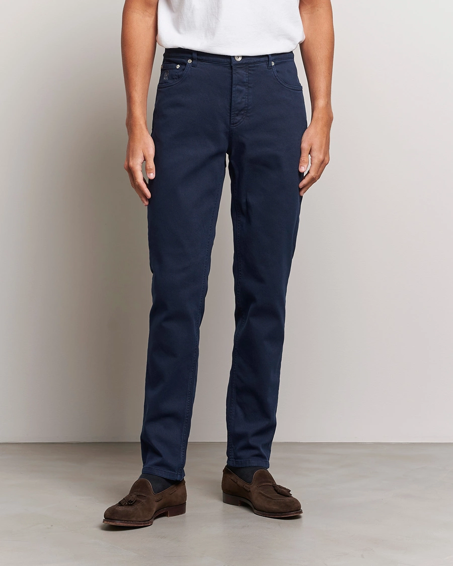 Herr | Quiet Luxury | Brunello Cucinelli | Slim Fit Bull Denim Pants Navy