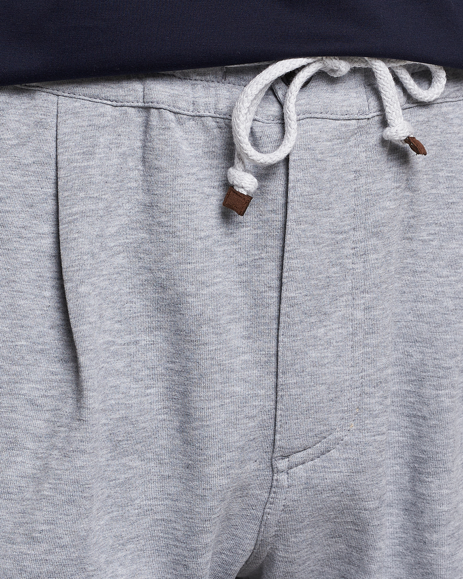 Herr | Byxor | Brunello Cucinelli | Pleated Soft Sweatpants Grey Melange