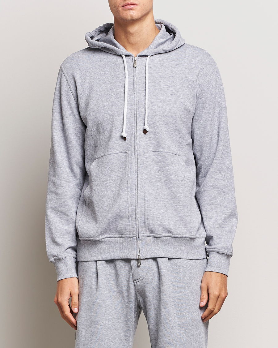 Herr | Tröjor | Brunello Cucinelli | Full Zip Hooded Sweater Grey Melange