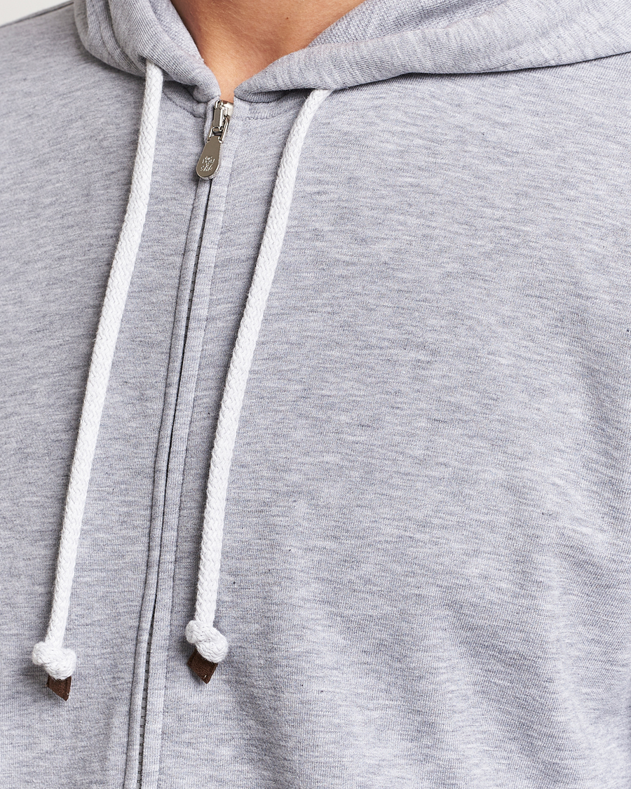 Herr | Tröjor | Brunello Cucinelli | Full Zip Hooded Sweater Grey Melange