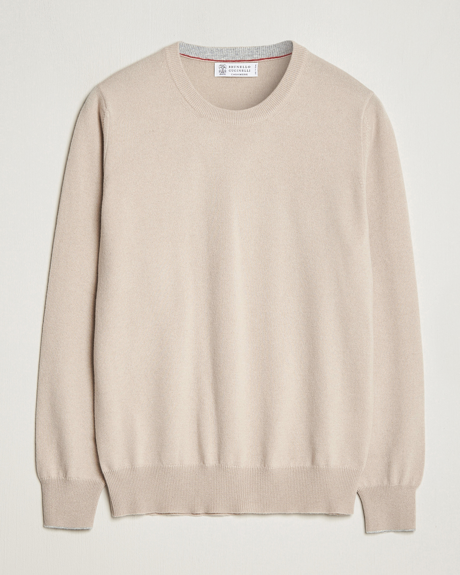 Herr | Tröjor | Brunello Cucinelli | 2 Ply Cashmere Pullover Beige