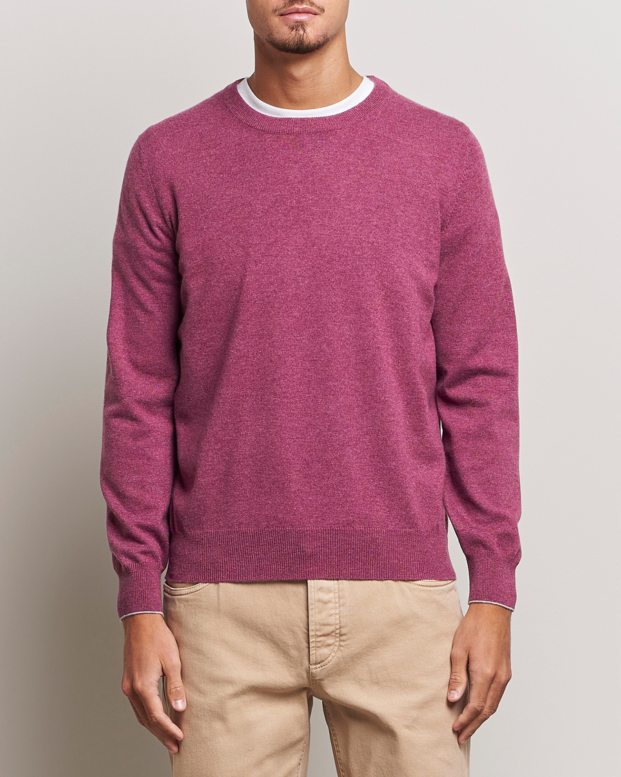Herr | Tröjor | Brunello Cucinelli | 2 Ply Cashmere Pullover Burgundy