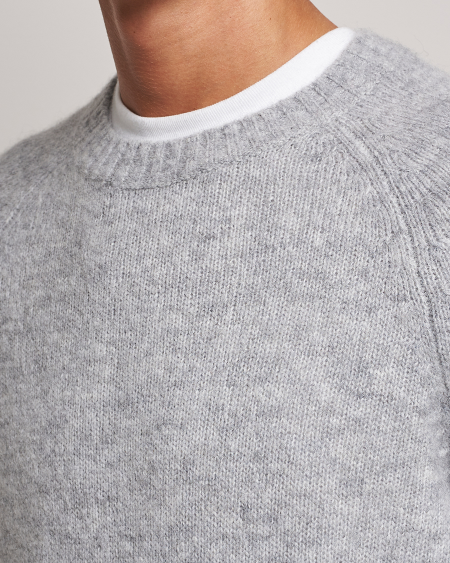 Herr | Tröjor | Brunello Cucinelli | Fluffy Crew Neck Sweater Light Grey