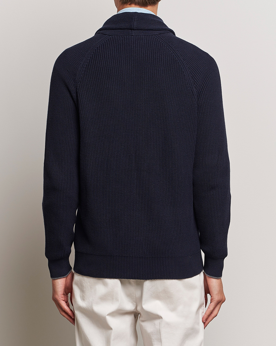 Herr | Tröjor | Brunello Cucinelli | Rib Wool Shawl Collar Cardigan Navy