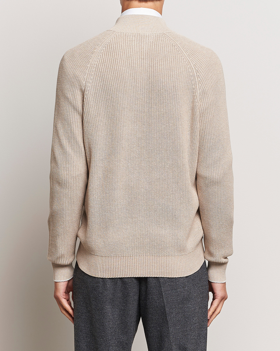 Herr | Tröjor | Brunello Cucinelli | Rib Wool Zip Cardigan Light Beige
