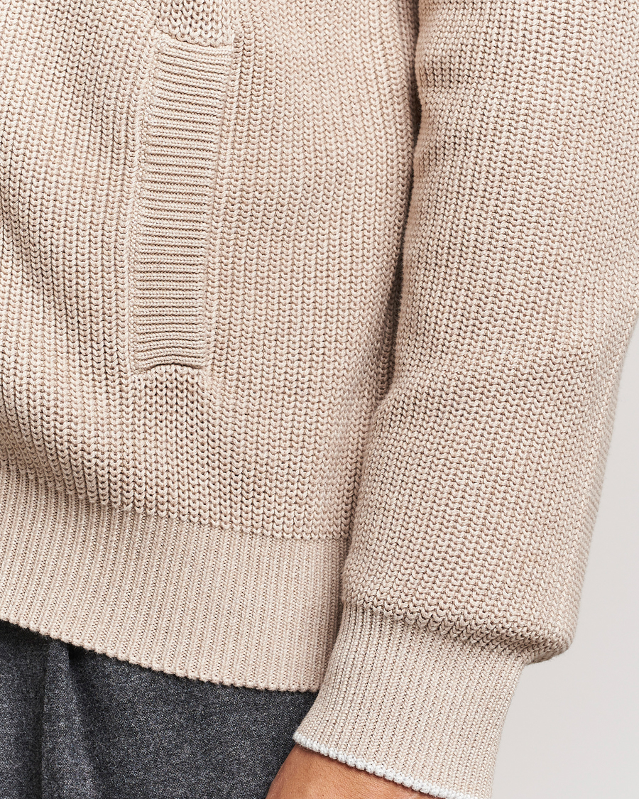 Herr | Tröjor | Brunello Cucinelli | Rib Wool Zip Cardigan Light Beige