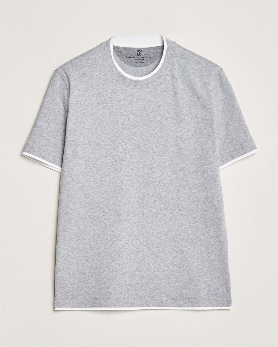 Herr | T-Shirts | Brunello Cucinelli | Short Sleeve Logo T-Shirt Light Grey