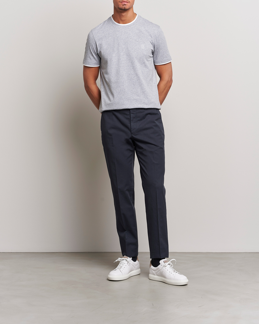 Herr | T-Shirts | Brunello Cucinelli | Short Sleeve Logo T-Shirt Light Grey