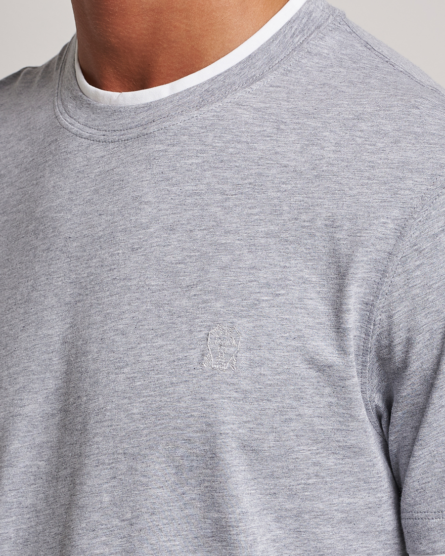 Herr | T-Shirts | Brunello Cucinelli | Short Sleeve Logo T-Shirt Light Grey