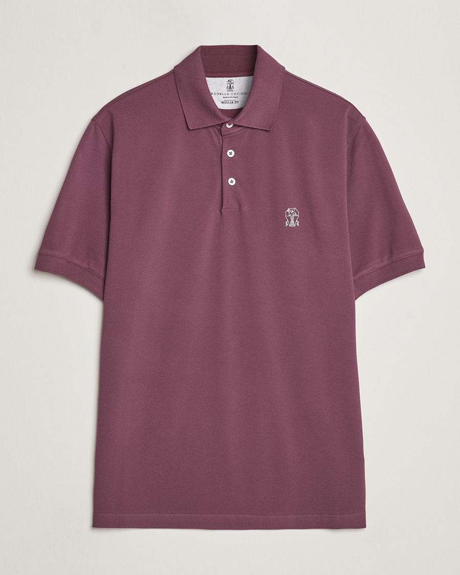 Herr | Pikéer | Brunello Cucinelli | Short Sleeve Logo Polo Burgundy