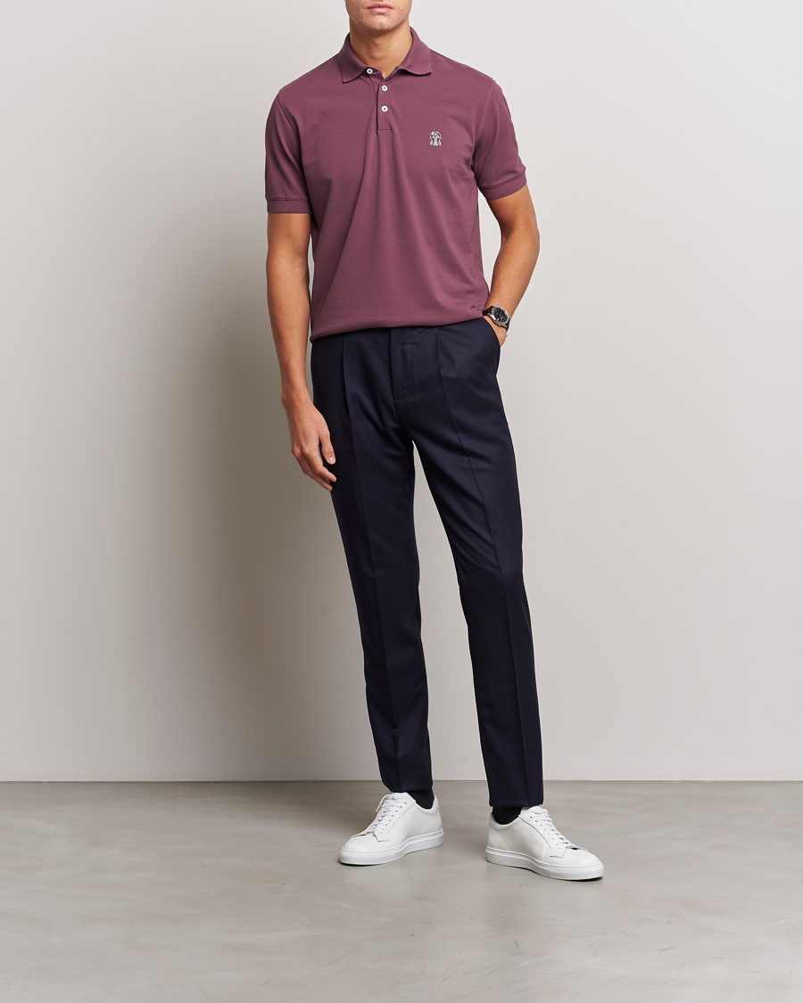 Herr | Pikéer | Brunello Cucinelli | Short Sleeve Logo Polo Burgundy