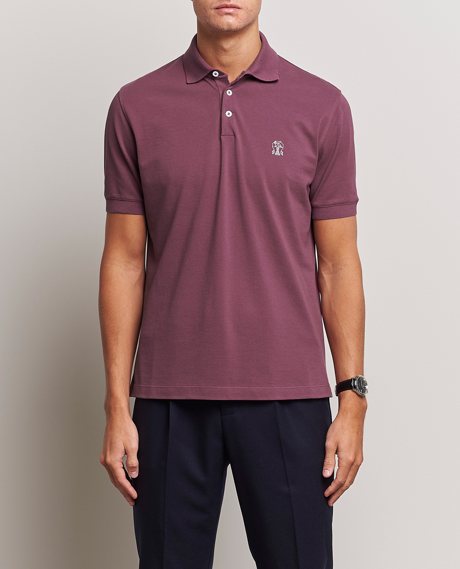 Herr | Pikéer | Brunello Cucinelli | Short Sleeve Logo Polo Burgundy
