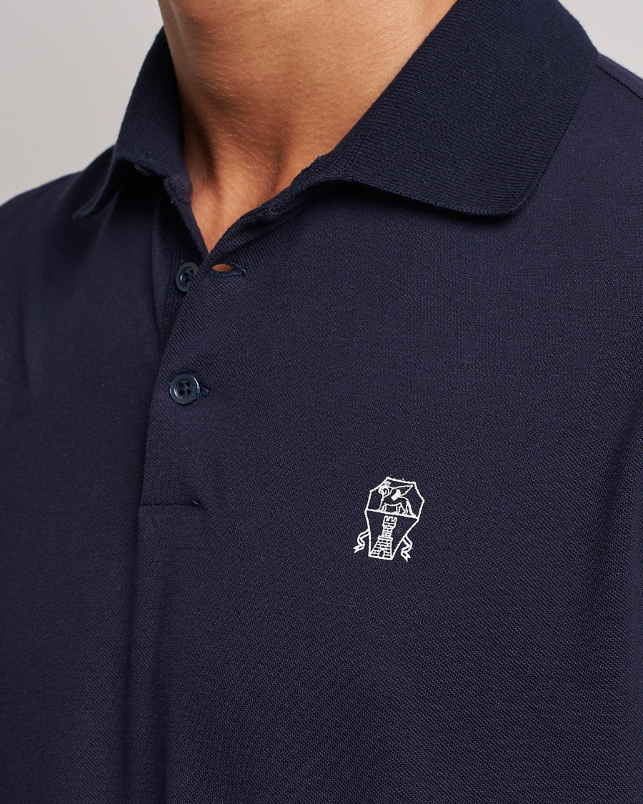 Herr | Pikéer | Brunello Cucinelli | Short Sleeve Logo Polo Dark Blue