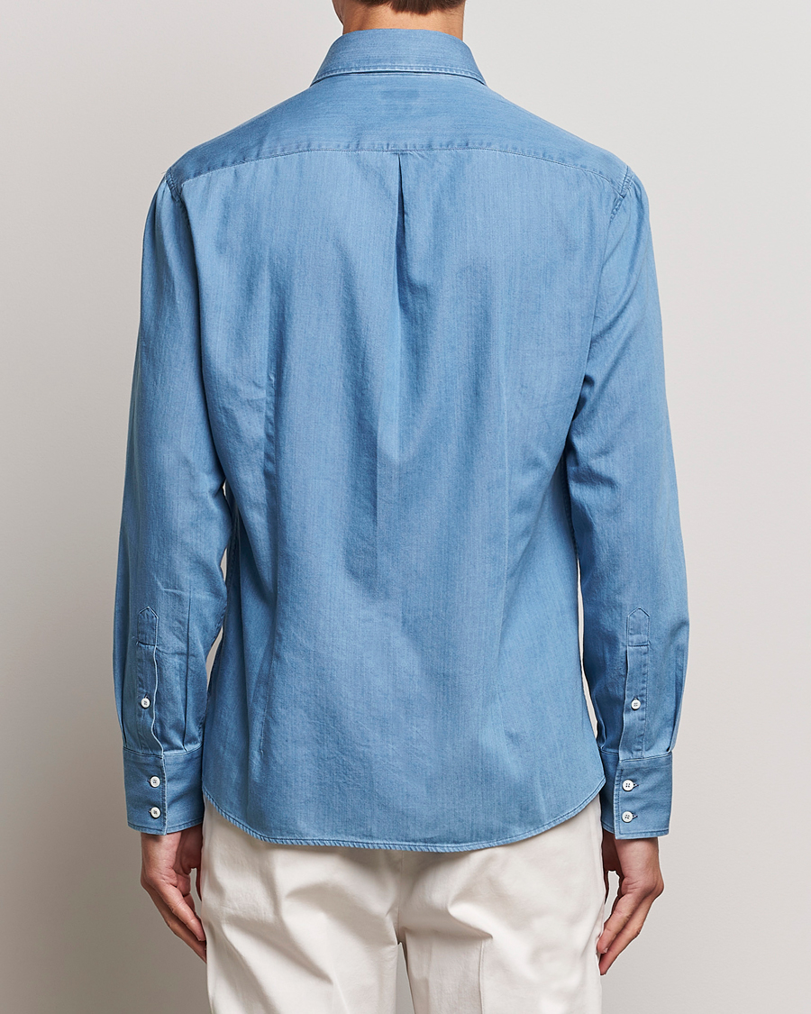 Herr | Skjortor | Brunello Cucinelli | Slim Fit Denim Shirt Indigo Blue