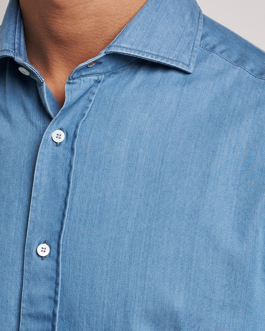 Herr | Skjortor | Brunello Cucinelli | Slim Fit Denim Shirt Indigo Blue