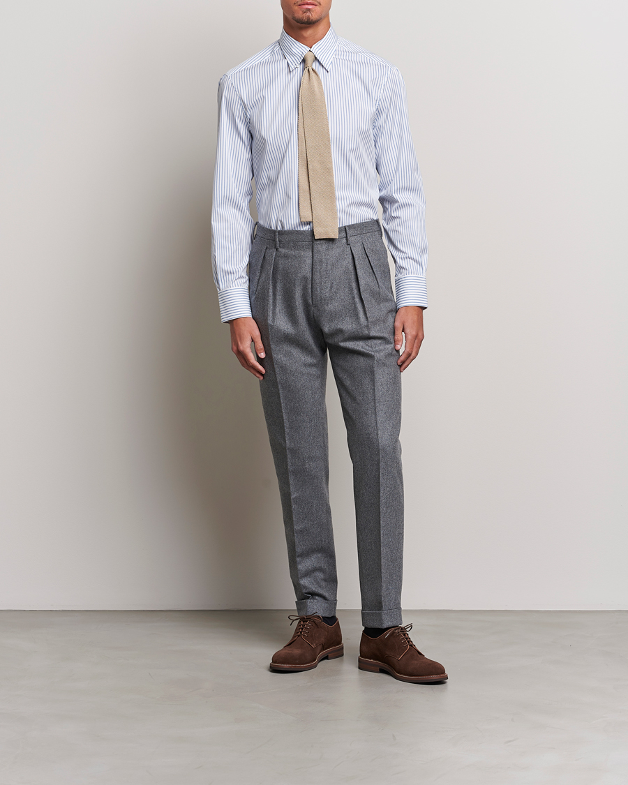 Herr | Skjortor | Brunello Cucinelli | Slim Fit Button Down Shirt Light Blue Stripe