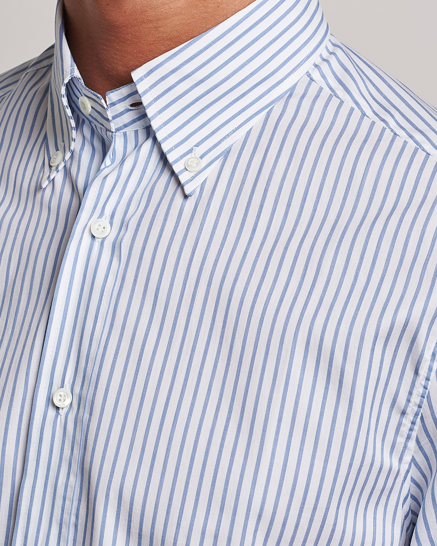 Herr | Skjortor | Brunello Cucinelli | Slim Fit Button Down Shirt Light Blue Stripe