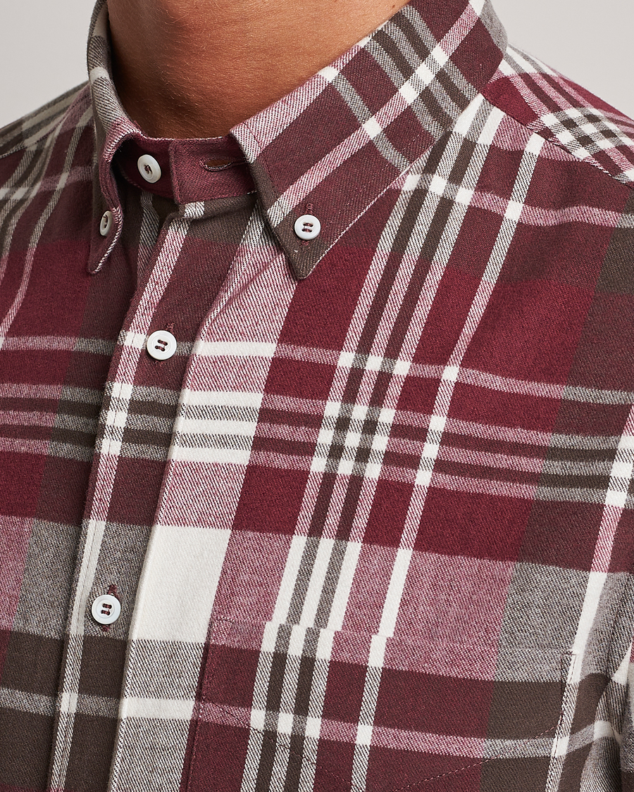 Herr | Skjortor | Brunello Cucinelli | Slim Fit Button Down Madras Shirt Burgundy