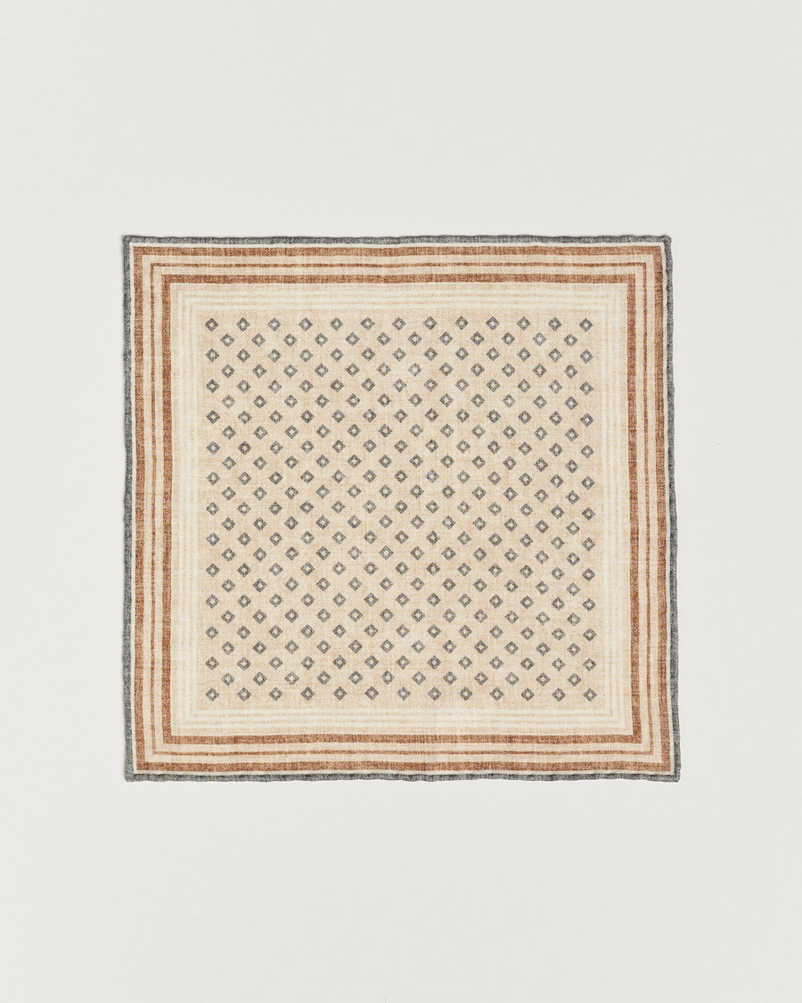 Herr | Brunello Cucinelli Wool Pocket Square Grey/Beige | Brunello Cucinelli | Wool Pocket Square Grey/Beige