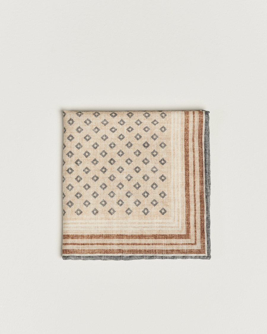 Herr | Brunello Cucinelli Wool Pocket Square Grey/Beige | Brunello Cucinelli | Wool Pocket Square Grey/Beige