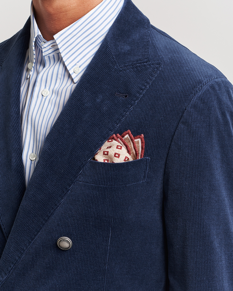 Herr | Brunello Cucinelli Wool Pocket Square Burgundy/Beige | Brunello Cucinelli | Wool Pocket Square Burgundy/Beige