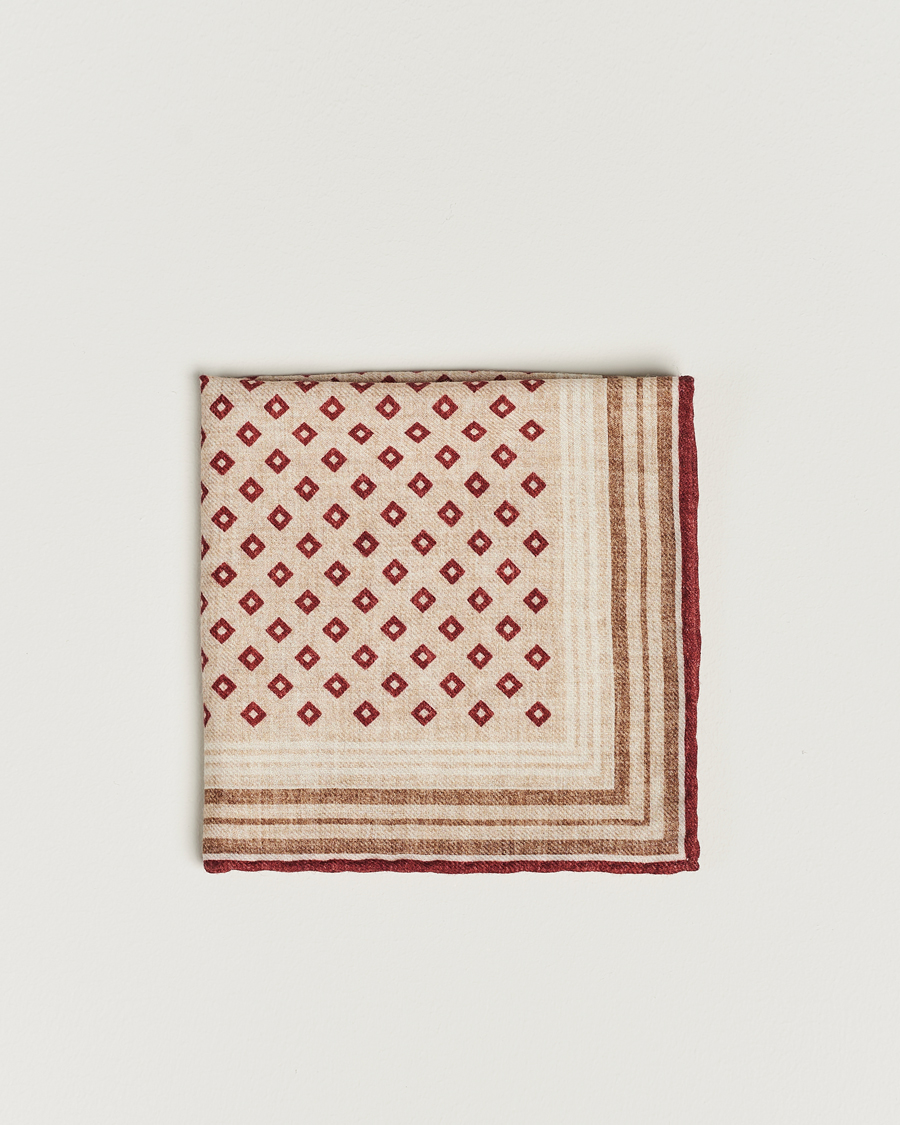 Herr | Brunello Cucinelli Wool Pocket Square Burgundy/Beige | Brunello Cucinelli | Wool Pocket Square Burgundy/Beige