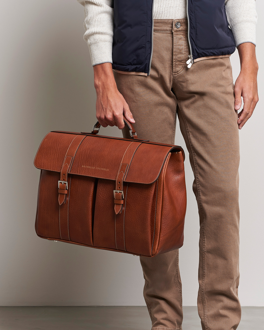 Herr |  | Brunello Cucinelli | Grain Leather Briefcase Cognac