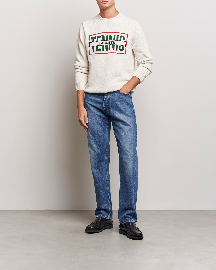 Herr | Tröjor | Lacoste | Retro Logo Knitted Crew Neck Sweater Lapland