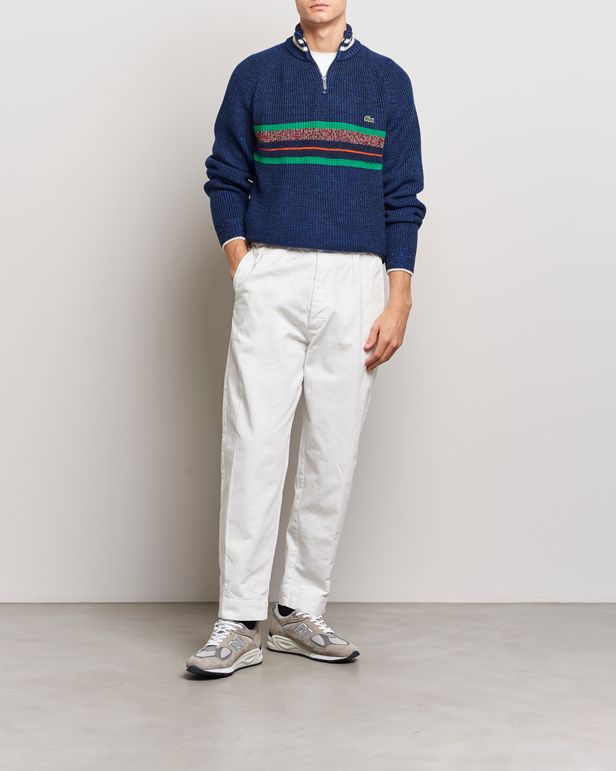 Herr | Tröjor | Lacoste | Colorblocked Knitted Half Zip Navy Blue