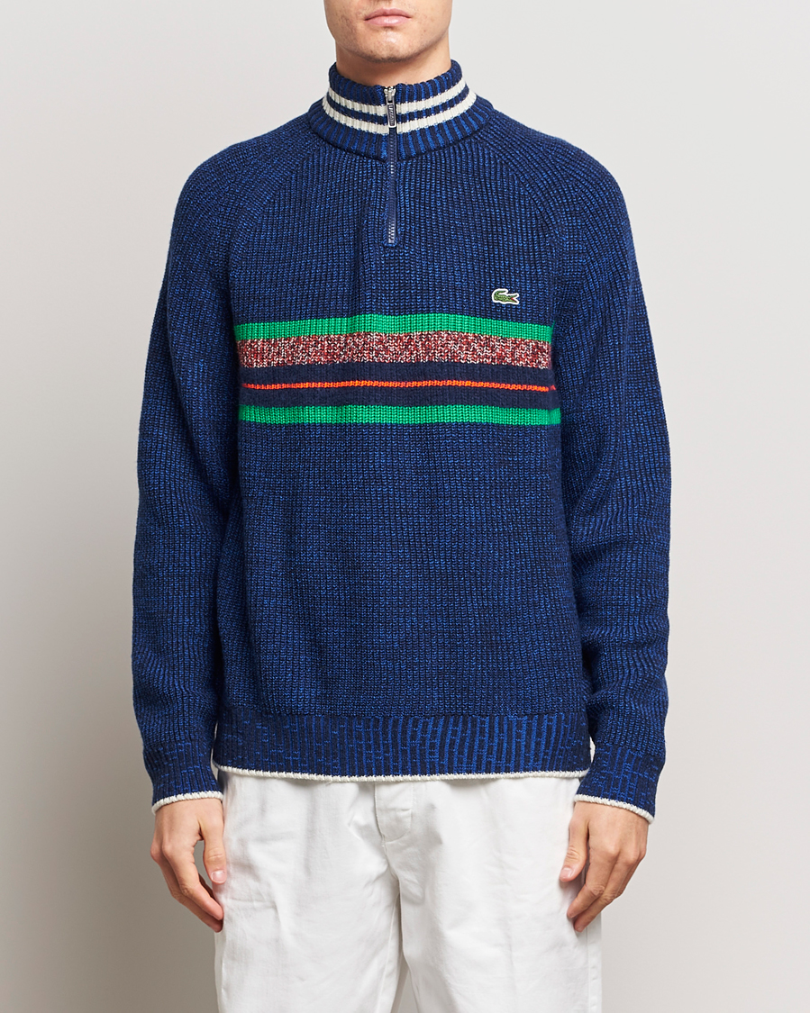 Herr | Tröjor | Lacoste | Colorblocked Knitted Half Zip Navy Blue