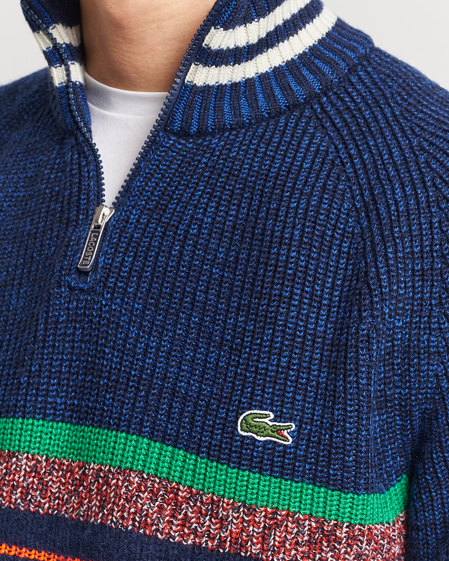 Herr | Tröjor | Lacoste | Colorblocked Knitted Half Zip Navy Blue