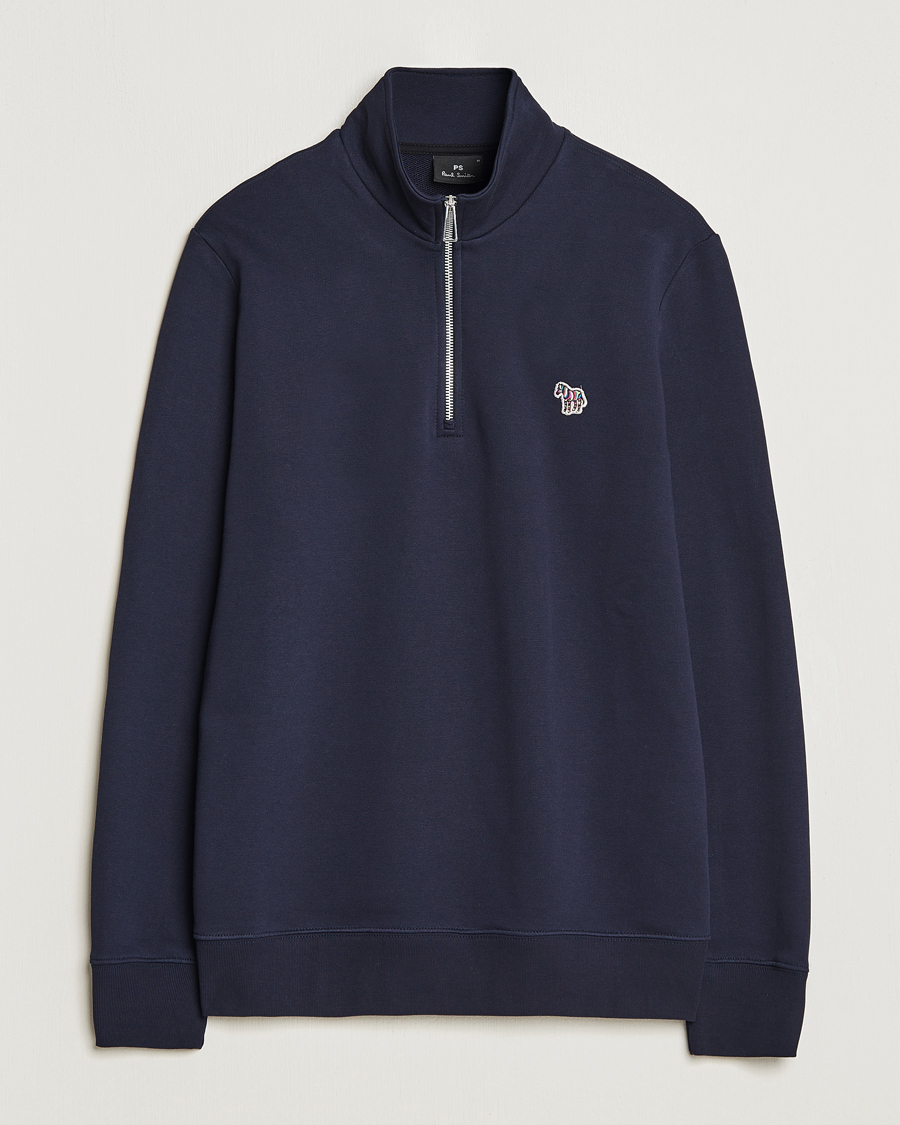 Herr | Tröjor | PS Paul Smith | Zebra Organic Cotton Sweat Half Zip Navy