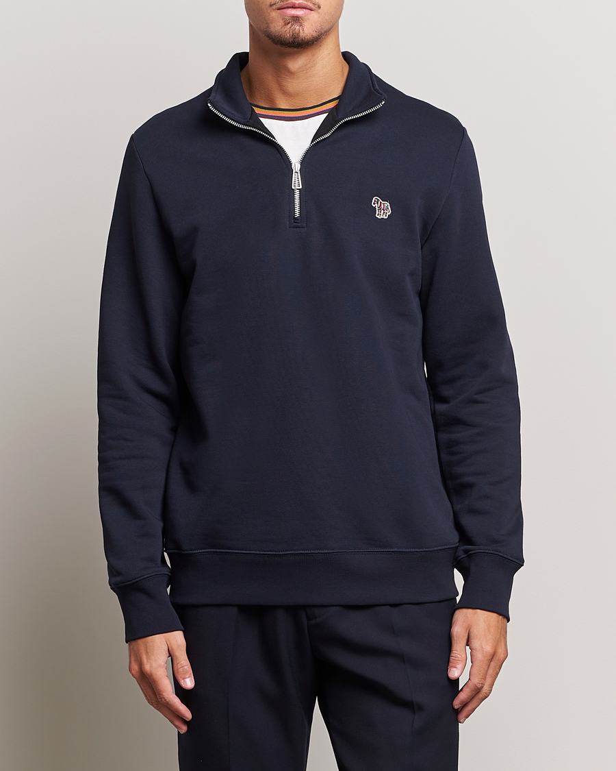 Herr | Best of British | PS Paul Smith | Zebra Organic Cotton Sweat Half Zip Navy