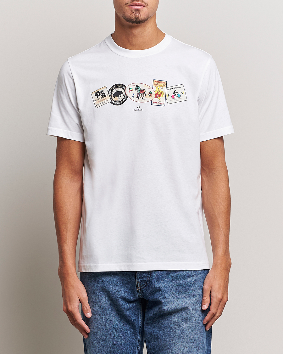 Herr | T-Shirts | PS Paul Smith | PS In A Row Crew Neck T-Shirt White