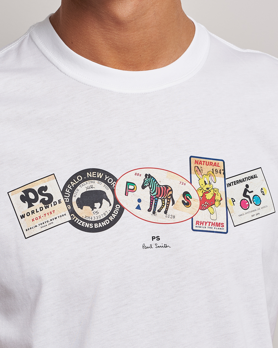 Herr | T-Shirts | PS Paul Smith | PS In A Row Crew Neck T-Shirt White