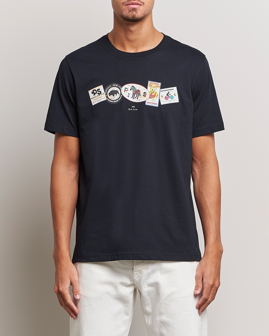 Herr | T-Shirts | PS Paul Smith | PS In A Row Crew Neck T-Shirt Navy