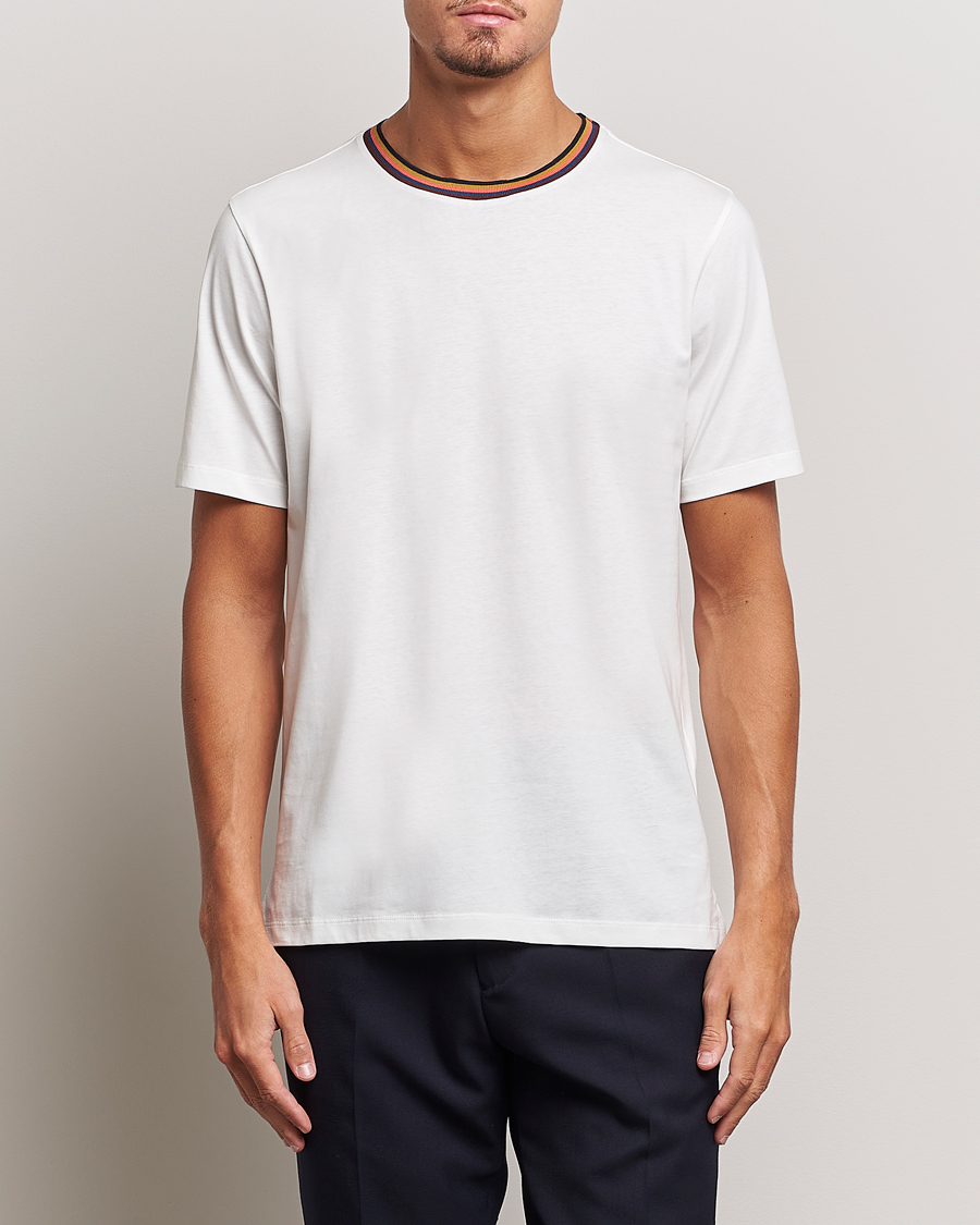 Herr | Vita t-shirts | Paul Smith | Stripe Rib Crew Neck T-Shirt White