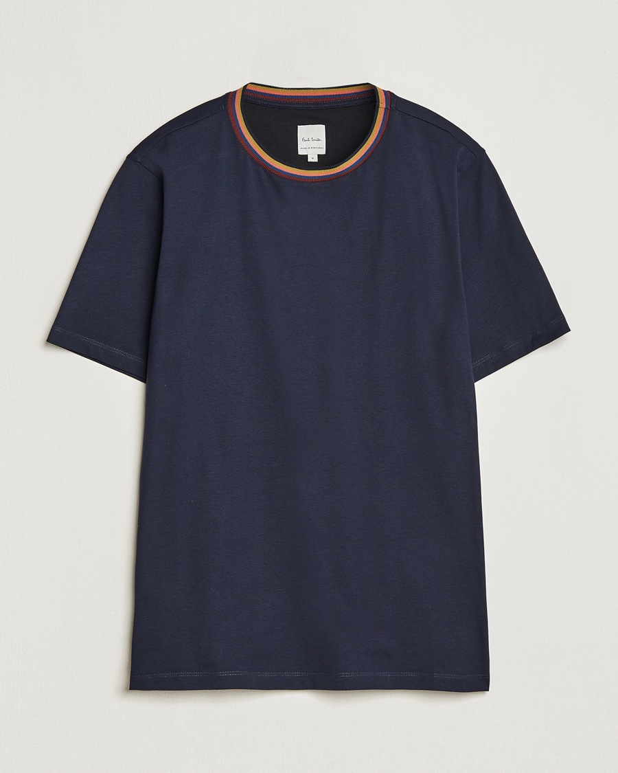 Herr | T-Shirts | Paul Smith | Stripe Rib Crew Neck T-Shirt Navy